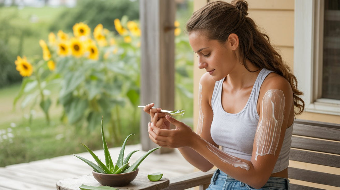 a girl doing home remedy for sun tan on her arms