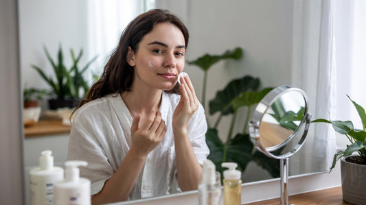 A girl doing skin care in a humid climate